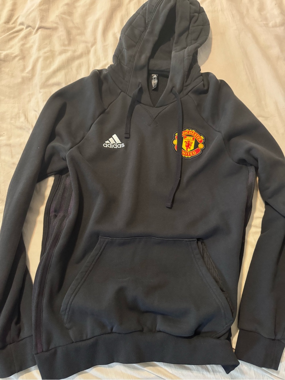 Adidas Manchester United Black Player Issue Travel Hoodie